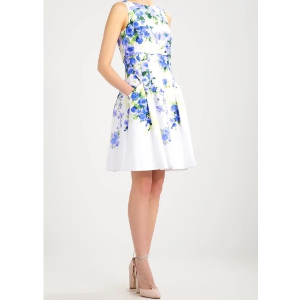 Lauren Ralph Lauren Blue Floral Sheath stretch Cotton Dress 12